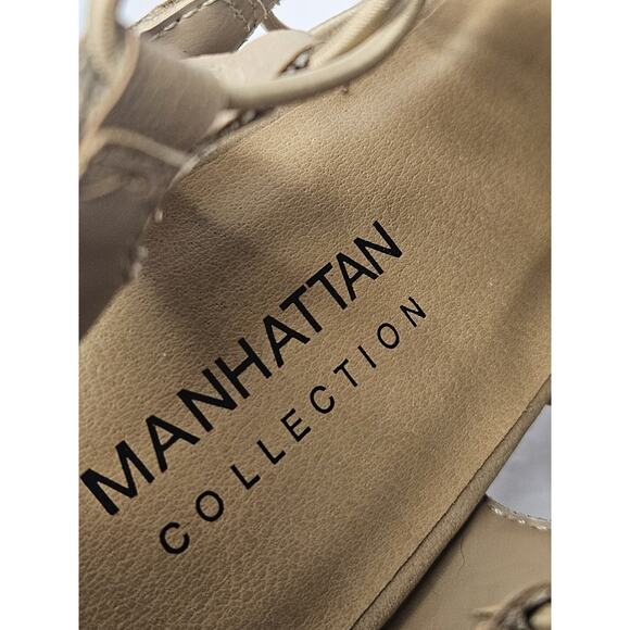 Manhattan Collection Women Heels Taupe Size US 10 Stretchy Cut Outs Sandals - Picture 4 of 6